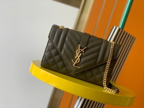 Yves Saint Laurent YSL Envelope Bag Grained Leather Quilted 526286