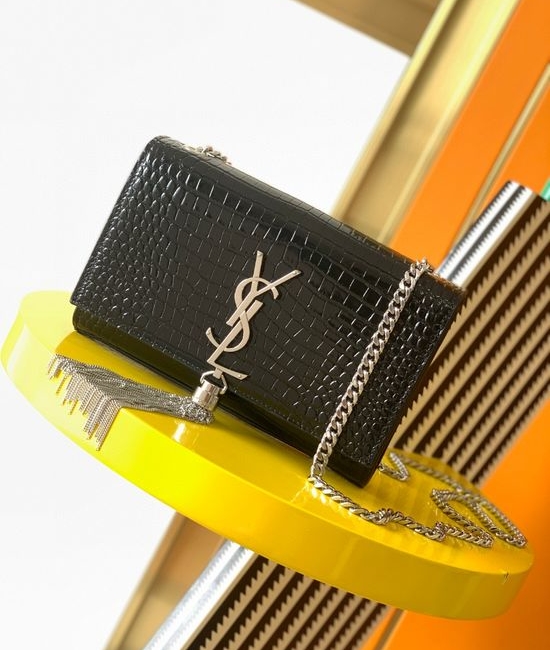 Yves Saint Laurent YSL KATE Crocodile Embossed Leather Bag 474366