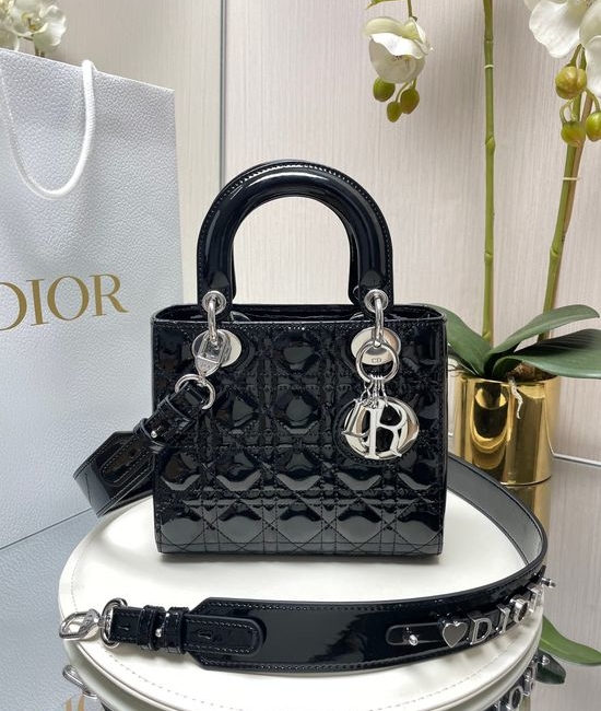 Christian Dior CD Lady Classic Patent Leather Handbag 6604