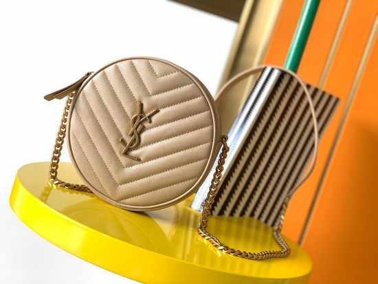 Yves Saint Laurent YSL VINYLE Quilted Small Round Bag 610436