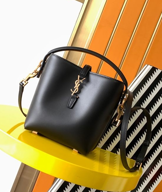 Yves Saint Laurent YSL LE 37 Mini Shiny Leather Bucket Bag 765870