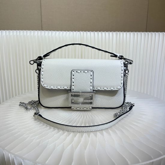 Fendi Baguette White Leather Mini Bag 7308