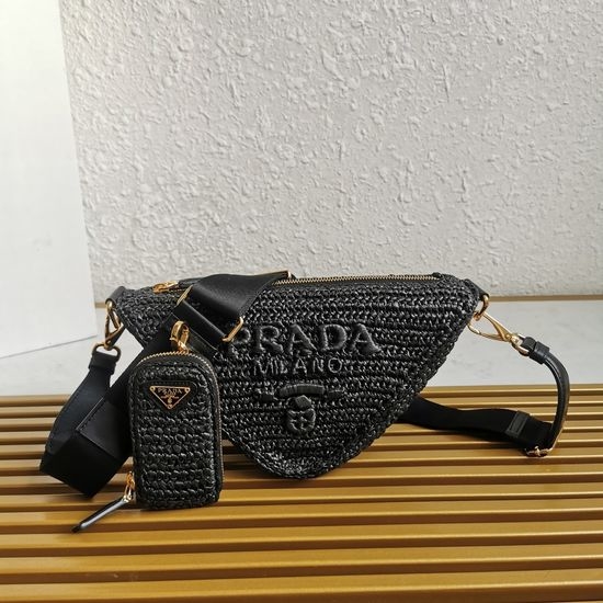 Prada Straw Woven Triangle Shoulder Bag 1BH190 19749
