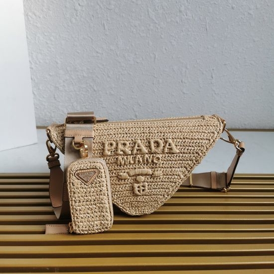 Prada Straw Woven Triangle Shoulder Bag 1BH190 19748