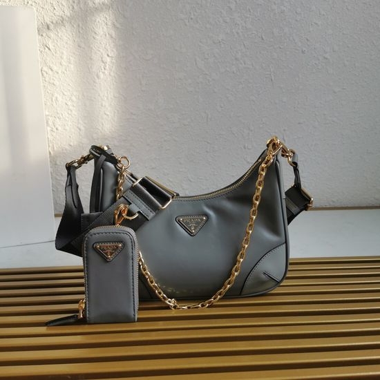 Prada Re-Edition Hobo Leather Shoulder Bag 1BH204