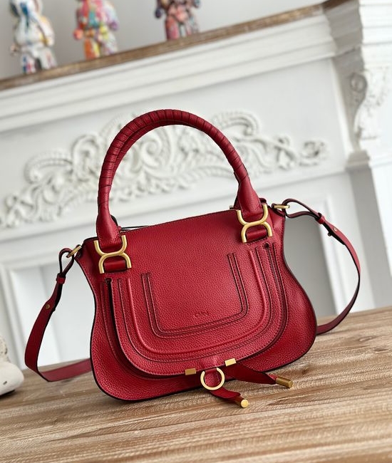 Chloe Marcie Medium Red Versatile Leather Bag 4795