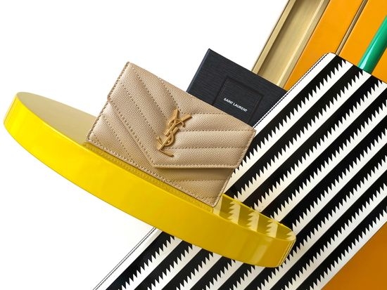 Yves Saint Laurent YSL Flap Card Holder Quilted Leather 612808