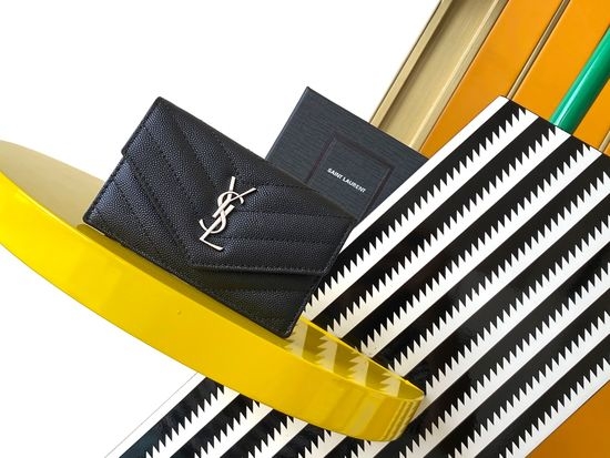 Yves Saint Laurent YSL Flap Card Holder Quilted Leather 612808