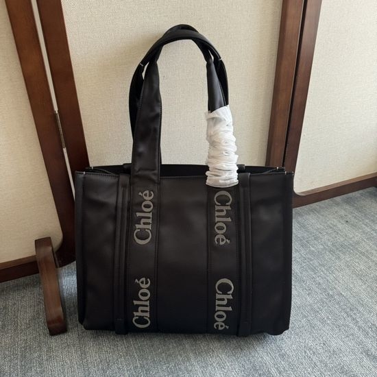 Chloe Woody Medium Tote Bag Leather Stripe Bag 6082