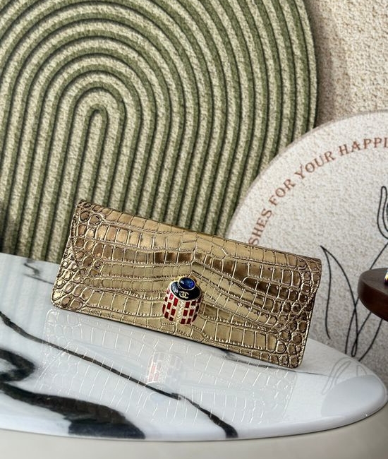 Chanel Vintage Crocodile Pattern Evening Clutch A2217