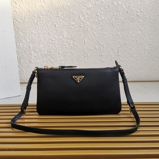 Prada Leather Underarm Bag With Metal Logo 1BC238