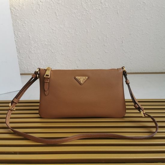 Prada Leather Underarm Bag With Metal Logo 1BC238