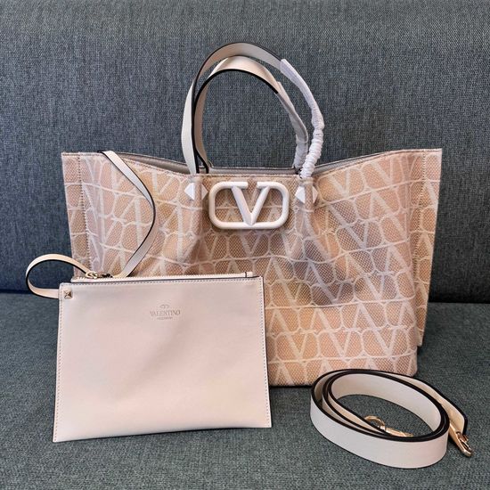 Valentino Woven Tote Bag Canvas Leather 22002