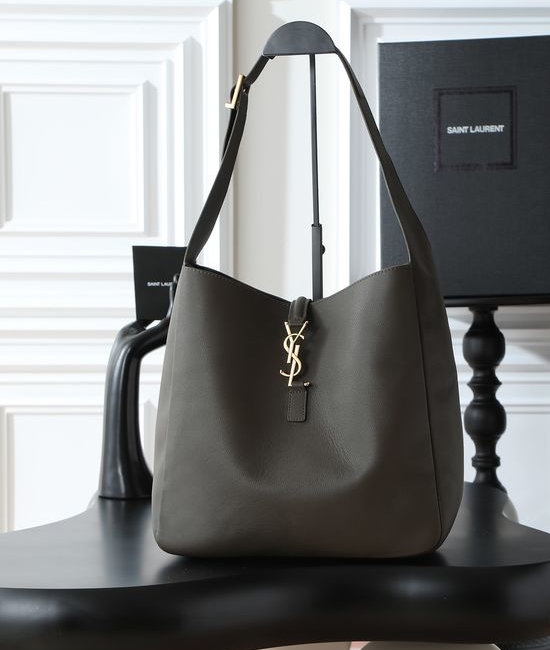 Yves Saint Laurent YSL LE 5A7 Large Smooth Leather Hobo Bag in Green 753837