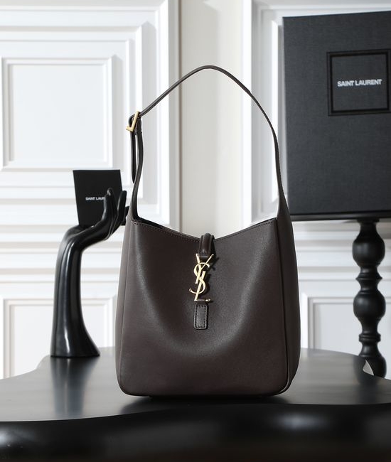 Yves Saint Laurent YSL LE 5A7 Coffee Leather Shoulder Bag 713938