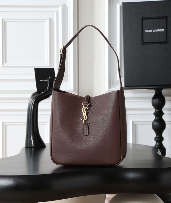 Yves Saint Laurent YSL LE 5A7 Burgundy Leather Shoulder Bag 713938