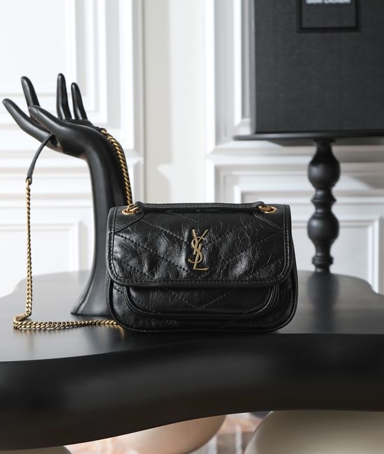 Yves Saint Laurent YSL Niki Textured Leather Shoulder Bag 828736