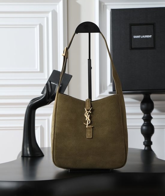 Yves Saint Laurent YSL LE 5A7 Green Suede Shoulder Bag 713938