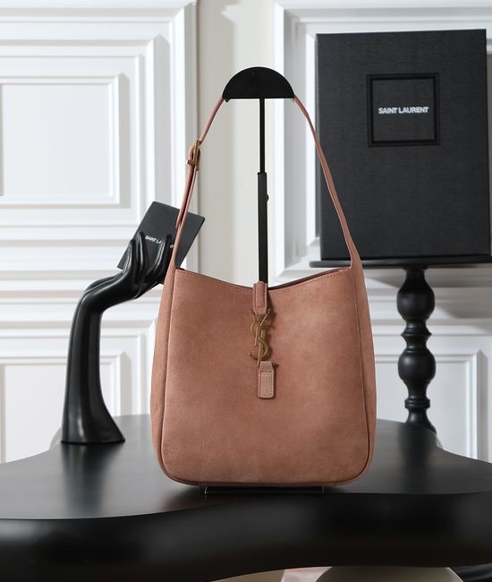 Yves Saint Laurent YSL LE 5A7 Pink Suede Shoulder Bag 713938