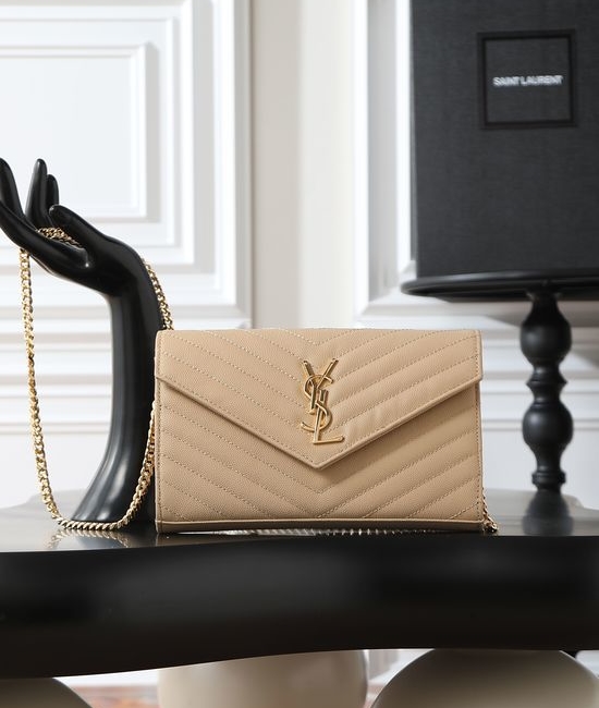 Yves Saint Laurent YSL MONOGRAM Envelope Beige Caviar Leather Bag 377828