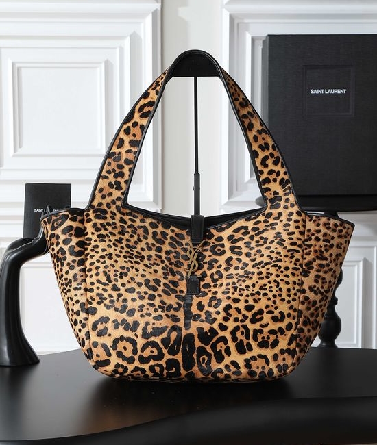 Yves Saint Laurent YSL Bea Hobo Shopping Bag Leopard Print 763435