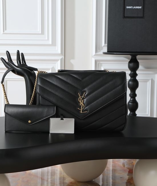 Yves Saint Laurent YSL LouLou Black Lambskin Bag 803541