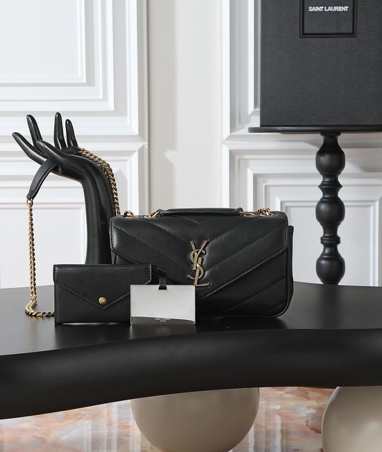Yves Saint Laurent YSL LouLou Black Gold Buckle Bag 801437