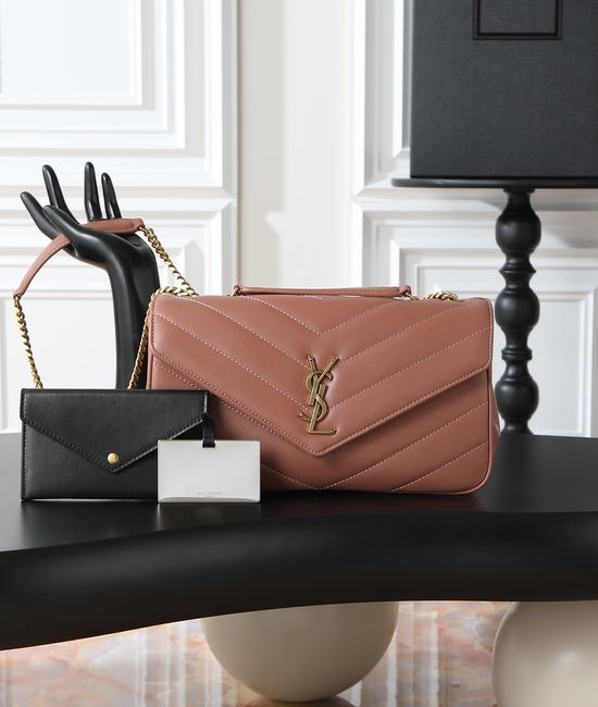 Yves Saint Laurent YSL LouLou Pink Gold Buckle Bag 801439