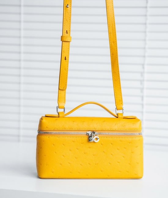 Loro Piana Extra Pocket Ostrich Pattern Handbag 3674