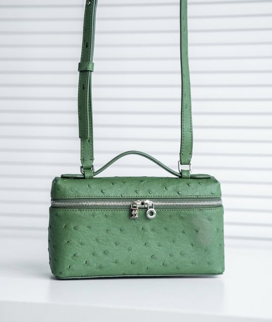 Loro Piana Extra Pocket Ostrich Pattern Crossbody Bag 3672