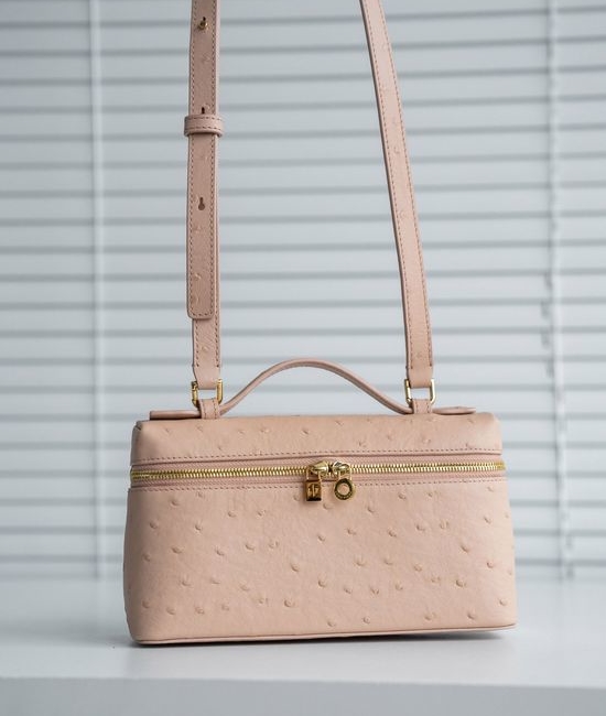 Loro Piana Extra Pocket Ostrich Pattern Handbag 3663