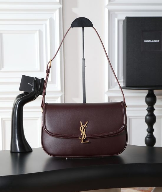 Yves Saint Laurent YSL SOLFERINO BOX Burgundy Shoulder Bag 832332