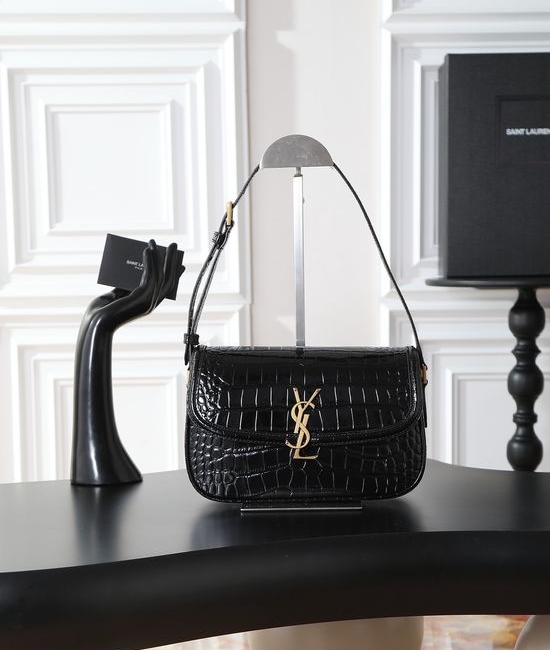 Yves Saint Laurent YSL SOLFERINO BOX Crocodile Pattern Shoulder Bag 832330