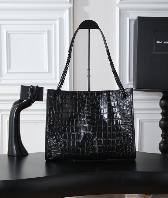 Yves Saint Laurent YSL Niki Shopping Croc-Embossed Leather Bag 577999