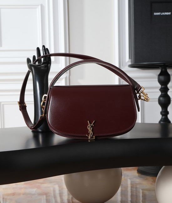 Yves Saint Laurent YSL VOLTAIRE Burgundy Leather Top Handle Bag 7983