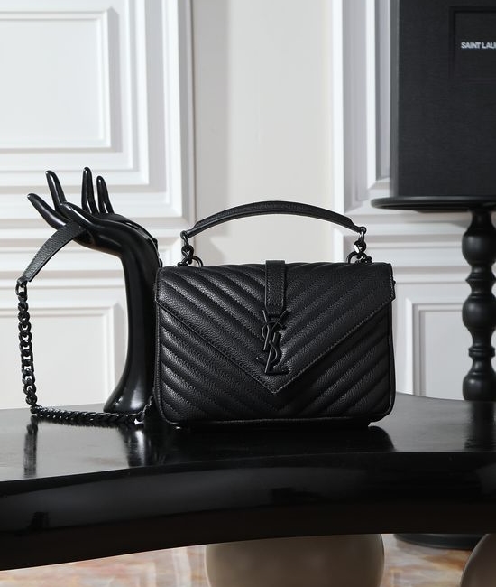 Yves Saint Laurent YSL Monogram College Black Black Buckle 392737