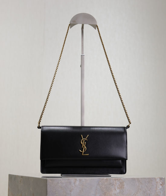 Yves Saint Laurent YSL Sunset Box Leather Clutch Bag 810997
