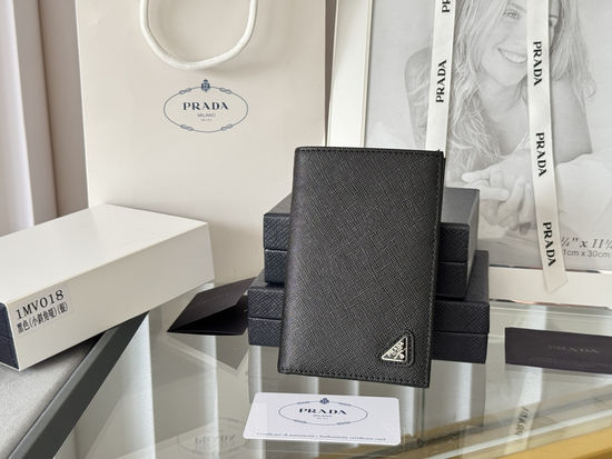 Prada Wallet Cross Grain Leather Purse 1MV018