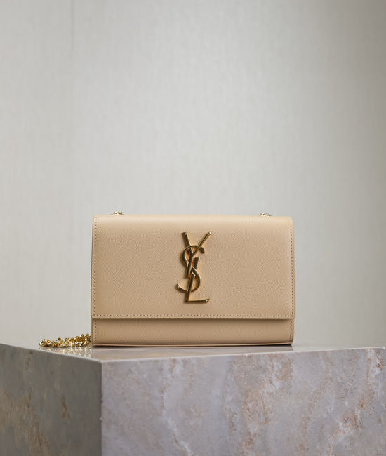 Yves Saint Laurent YSL Kate Beige Caviar Gold Buckle Bag 469390