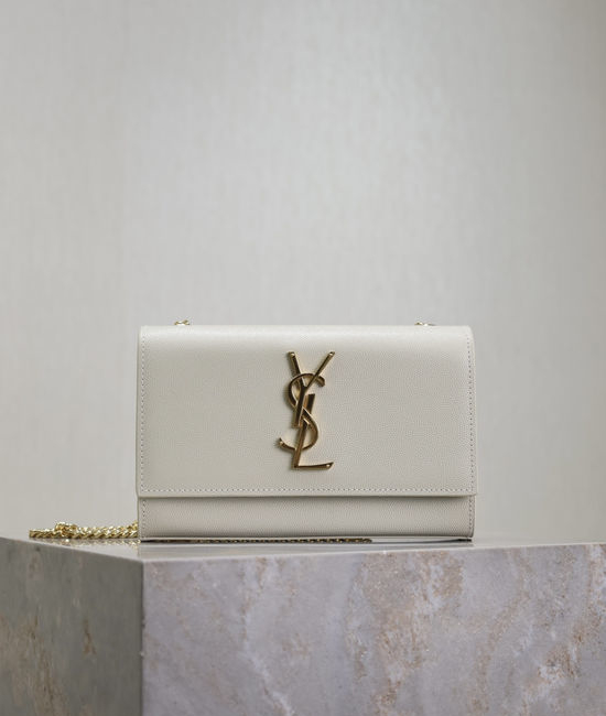 Yves Saint Laurent YSL Kate White Caviar Gold Buckle Bag 469390