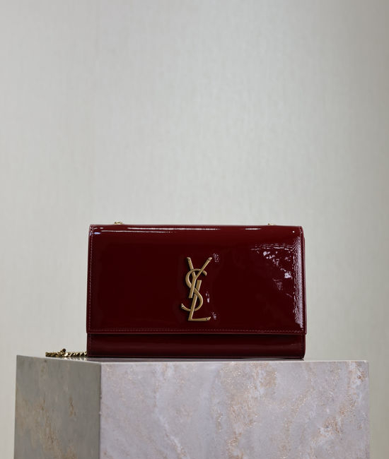 Yves Saint Laurent YSL Kate Patent Leather Gold Buckle Shoulder Bag 364021