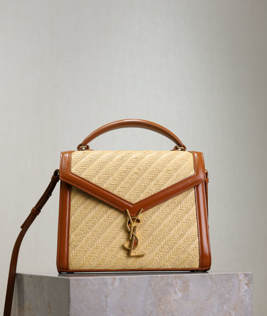 Yves Saint Laurent YSL Cassandra Briefcase Woven Leather Splicing 578000
