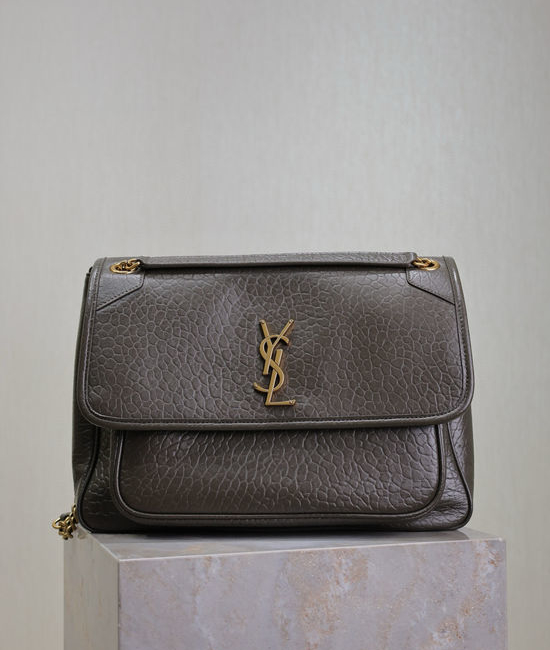 Yves Saint Laurent YSL Niki Elephant Pattern Gold Buckle 498830