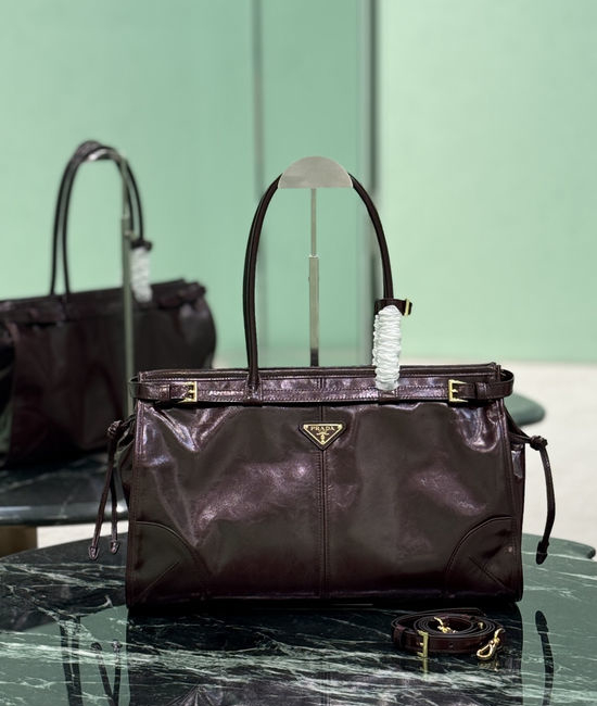 Prada SoftLux Oil Wax Leather Shoulder Bag 1BA433