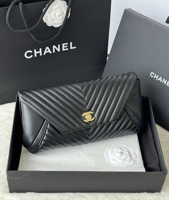 Chanel Lambskin Quilted V Flap Clutch 9855