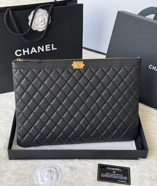 Chanel Leboy Caviar Leather Envelope Clutch 9847