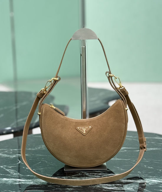 Prada Moon Suede Calfskin Curved Bag 1BC194