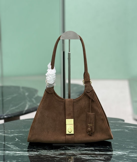 Prada Suede Top Handle Shoulder Bag 1BG563