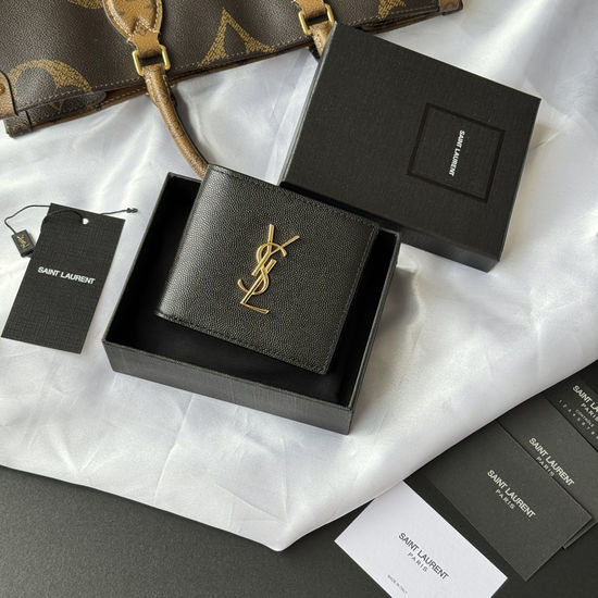 Yves Saint Laurent YSL MONOGRAM Foldable Wallet with Metal Logo 453276