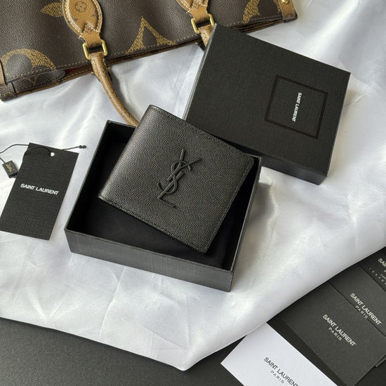 Yves Saint Laurent YSL MONOGRAM Foldable Wallet with Metal Logo 453276